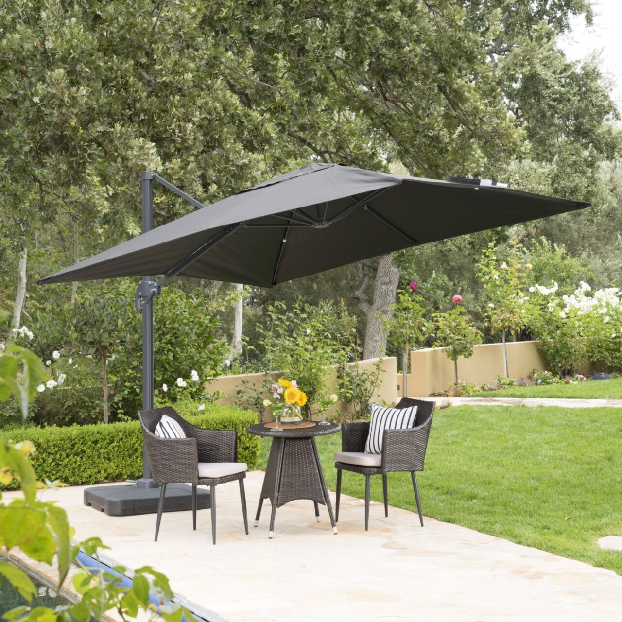 GDFStudio Guinevere Outdoor 9.8 Ft. Aluminum Frame Base Canopy Umbrella